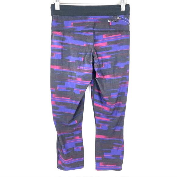 Nike Dri-Fit Crop Leggings Size Small Black and Purple - Picture 7 of 10